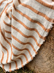 Herringbone Striped Neutral Organic Cotton Double Face Fabric By The Meter.