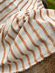 Herringbone Striped Neutral Organic Cotton Double Face Fabric By The Meter.