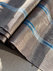 Rembourrage luxueux en soie à rayures vertes Ikat pour tête de lit ottoman, tissus d'intérieur pour textiles de maison : housses d'oreiller, motifs inspirés du kimono, motifs en filigrane.