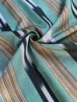 Green Ikat Striped Luxurious Silk Upholstery Home Textile Interior Fabrics.