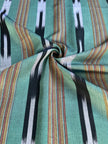 Green Ikat Striped Luxurious Silk Upholstery Home Textile Interior Fabrics.