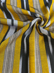 Yellow Ikat Striped Luxurious Silk Upholstery For Ottoman Headboard, Home Textile Interior Fabrics: Pillow Covers, Kimono-inspired Designs.