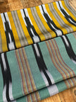 Green Ikat Striped Luxurious Silk Upholstery Home Textile Interior Fabrics.