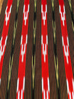 Red Black Ikat Striped Luxurious Silk Upholstery Fabric
