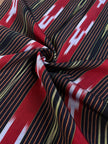 Red Black Ikat Striped Luxurious Silk Upholstery Fabric