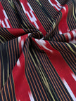 Red Black Ikat Striped Luxurious Silk Upholstery Fabric