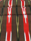 Red Black Ikat Striped Luxurious Silk Upholstery Fabric