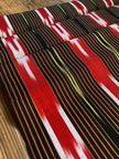 Red Black Ikat Striped Luxurious Silk Upholstery Fabric