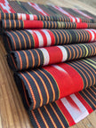 Red Black Ikat Striped Luxurious Silk Upholstery Fabric