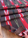 Red Black Ikat Striped Luxurious Silk Upholstery Fabric