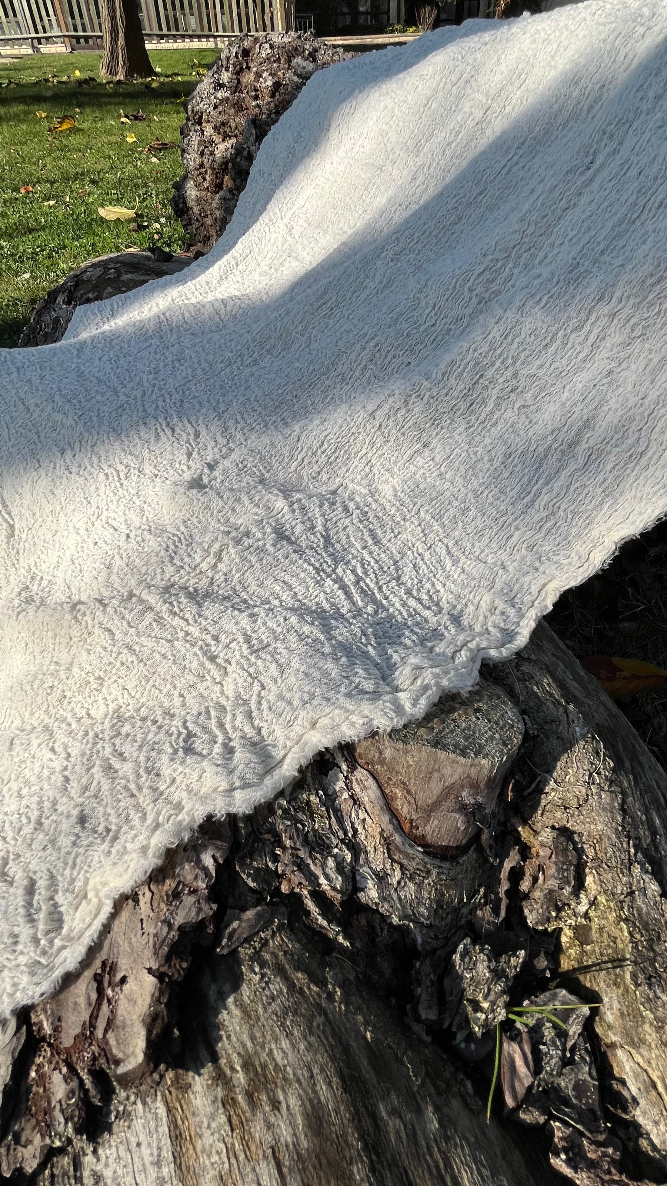 Stretchy Crinkle Cotton Fabric, Textured Surface.