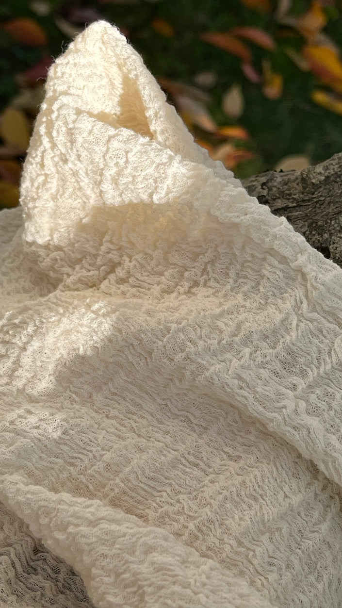 Stretchy Crinkle Cotton Fabric, Textured Surface.