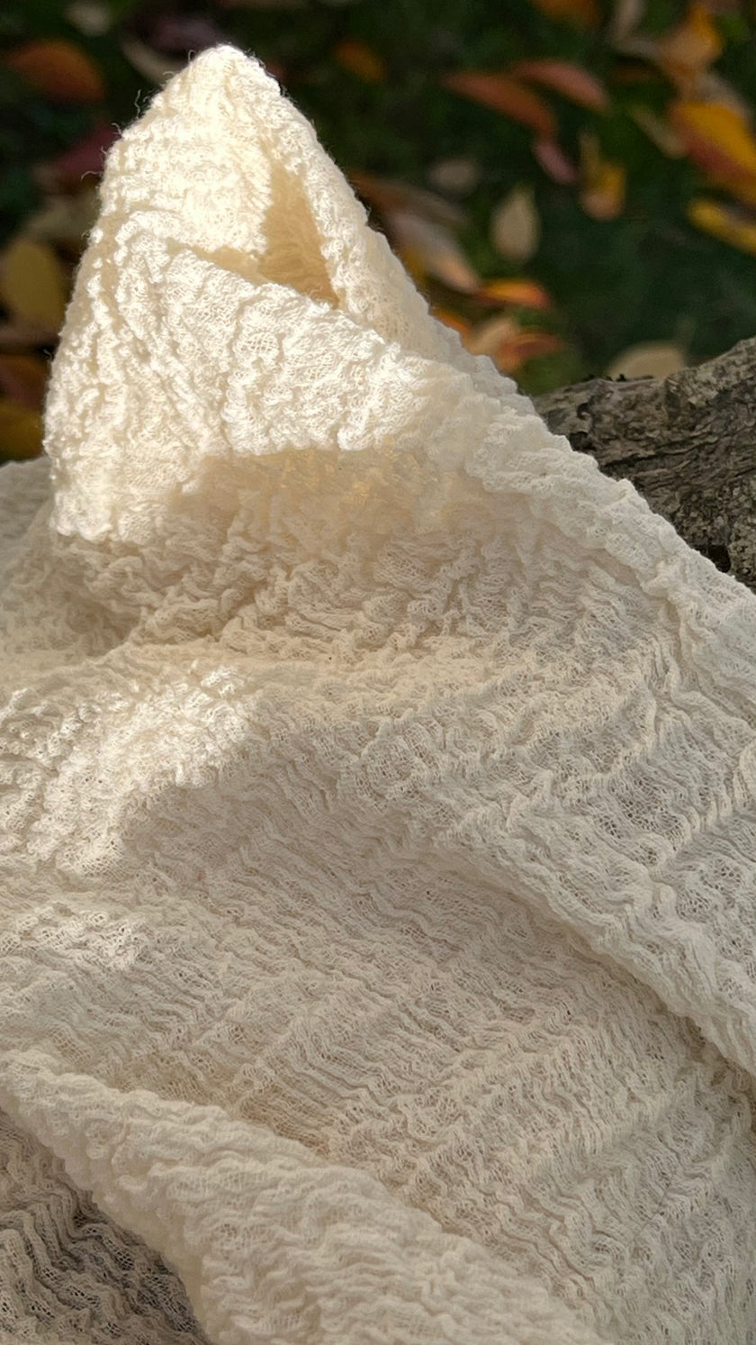 Stretchy Crinkle Cotton Fabric, Textured Surface.