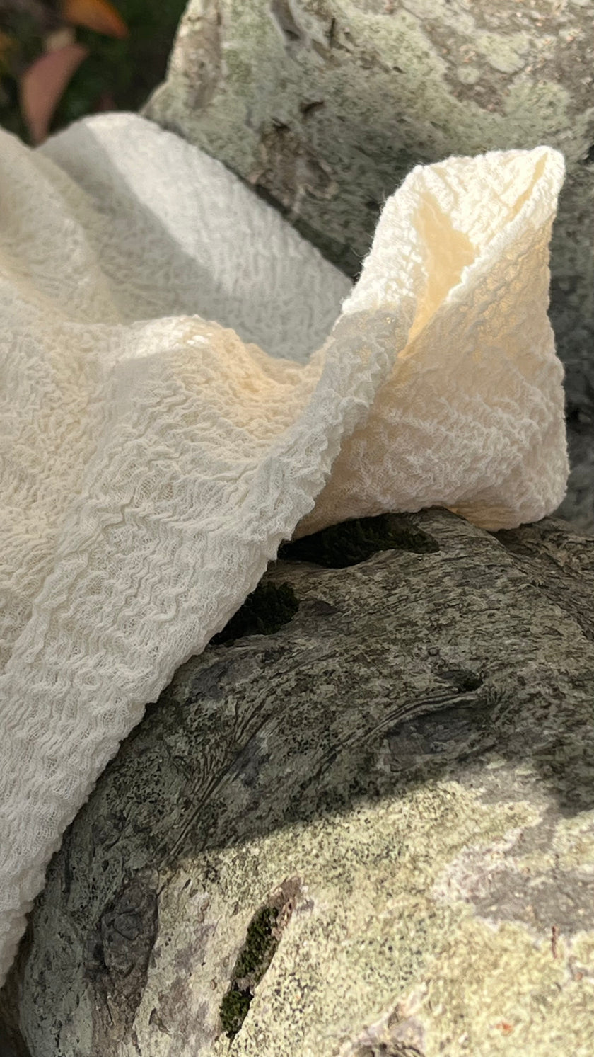 Stretchy Crinkle Cotton Fabric, Textured Surface.