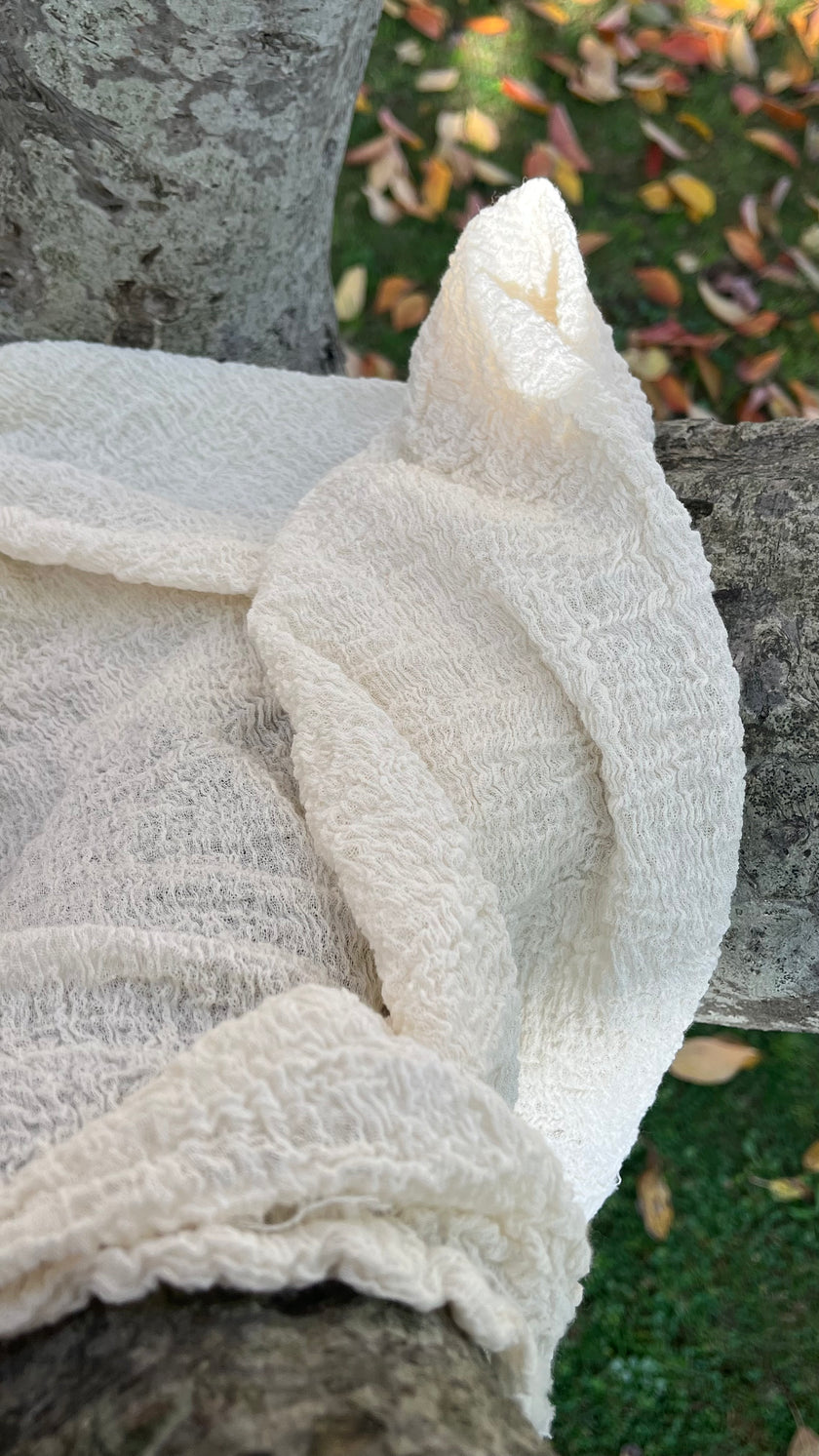 Stretchy Crinkle Cotton Fabric, Textured Surface.
