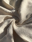 Neutral Stretchy Crinkle Cotton Fabric, Textured Surface Silver Glitter Stripes.