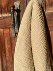 Neutral Stretchy Crinkle Linen Fabric, Textured Surface.