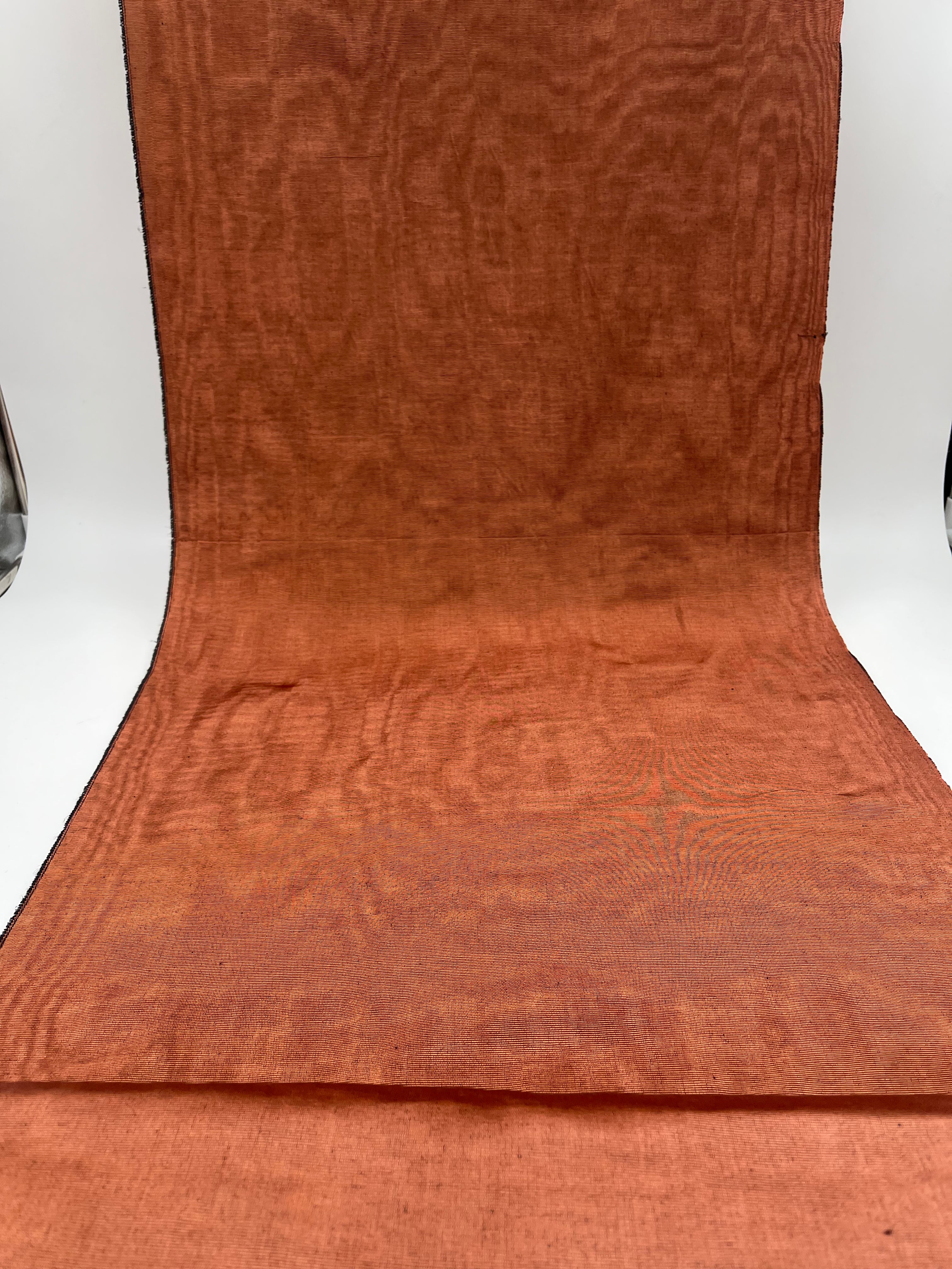 Copper Colour Silk Fabric, Moire Silk Fabric, Silk By The Yard. Watermark Pattern.