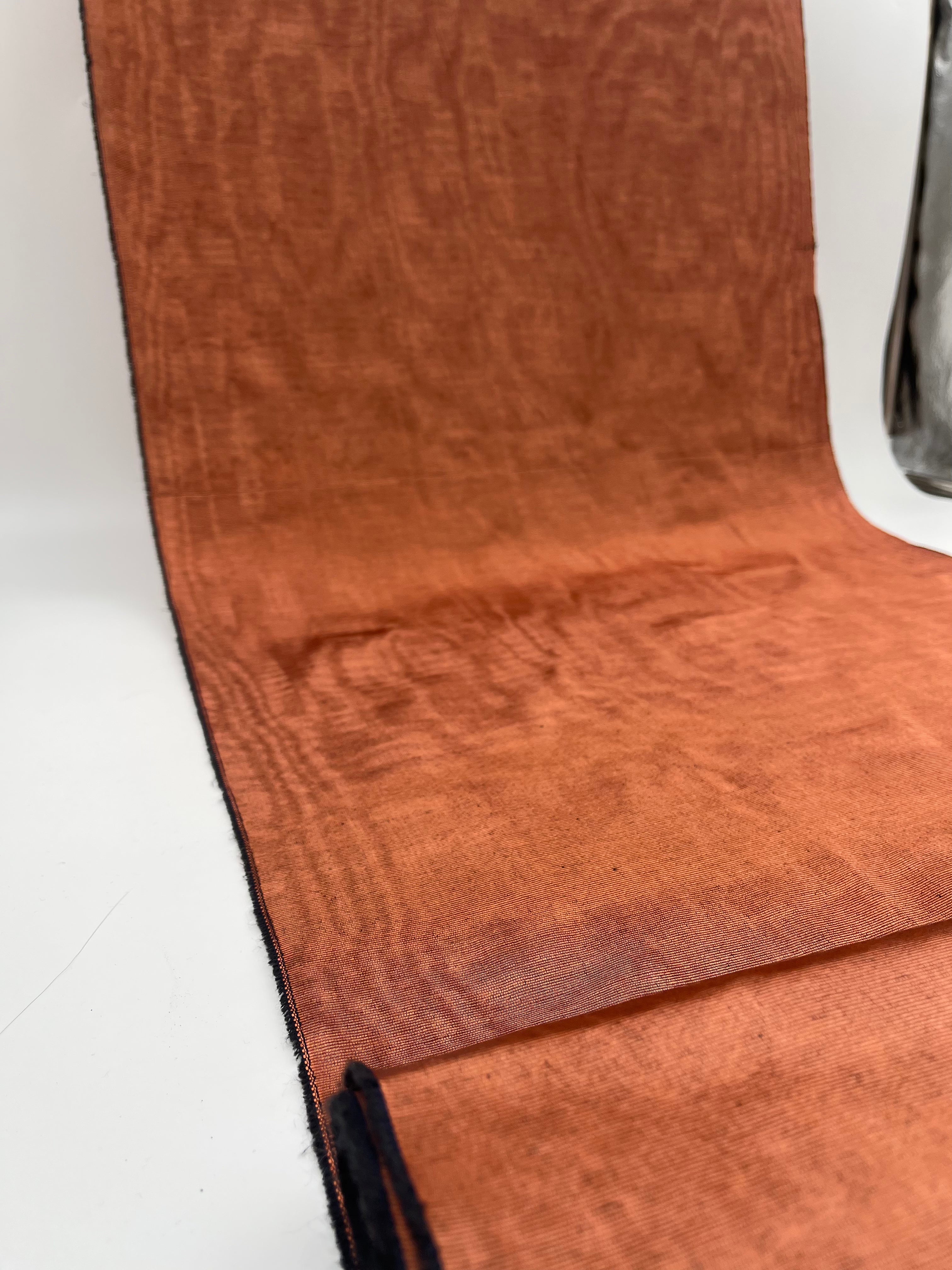 Copper Colour Silk Fabric, Moire Silk Fabric, Silk By The Yard. Watermark Pattern.