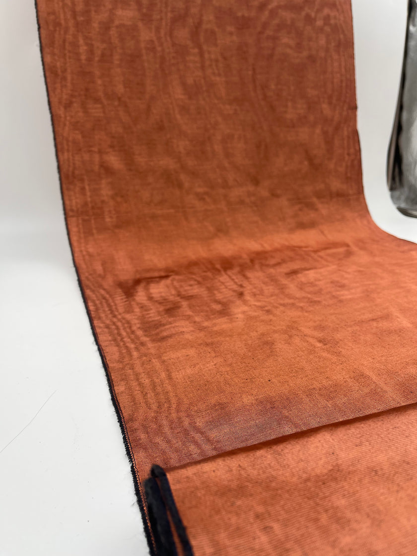 Copper Colour Silk Fabric, Moire Silk Fabric, Silk By The Yard. Watermark Pattern.