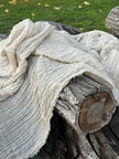 Neutral Stretchy Crinkle Linen Fabric, Textured Surface.