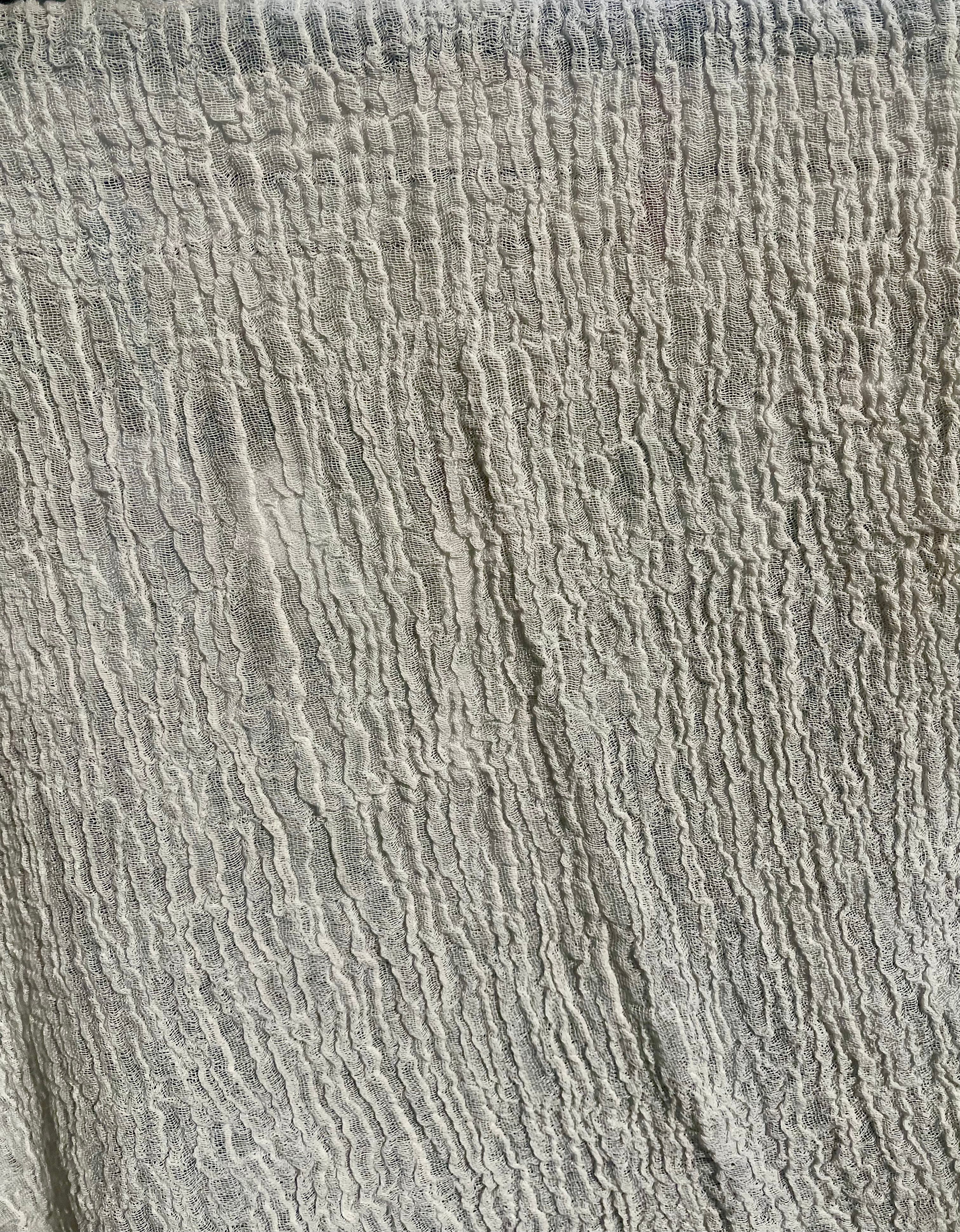 Stretchy Crinkle Cotton Fabric, Textured Surface, Black & Natural White & Butter Yellow