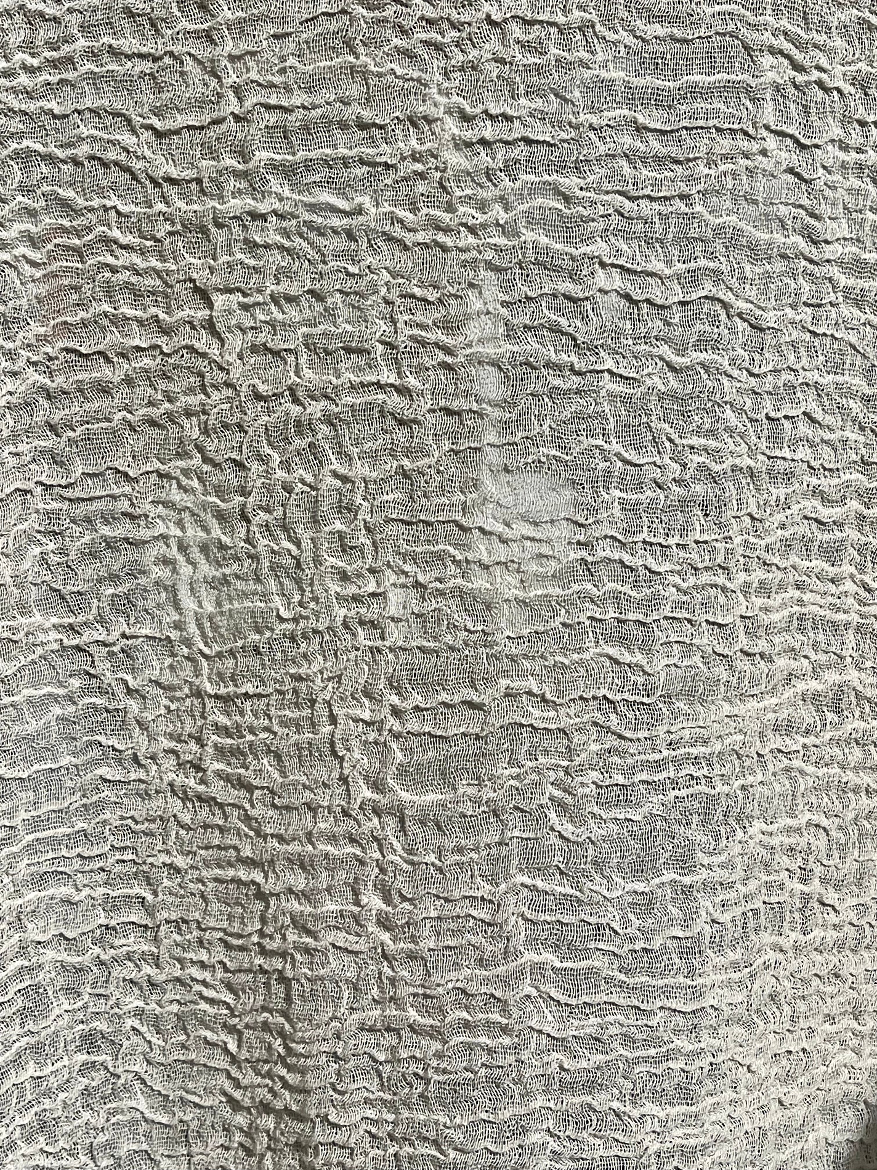 Stretchy Crinkle Cotton Fabric, Textured Surface, Black & Natural White & Butter Yellow