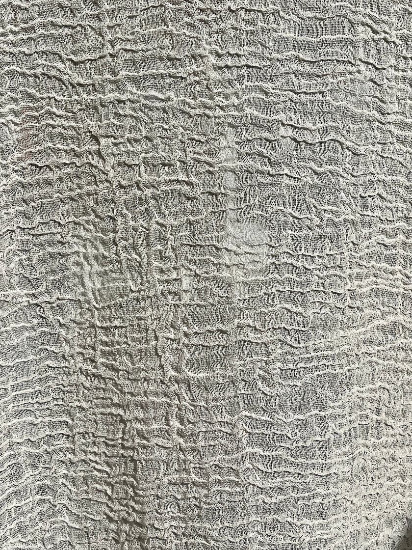 Stretchy Crinkle Cotton Fabric, Textured Surface, Black & Natural White & Butter Yellow