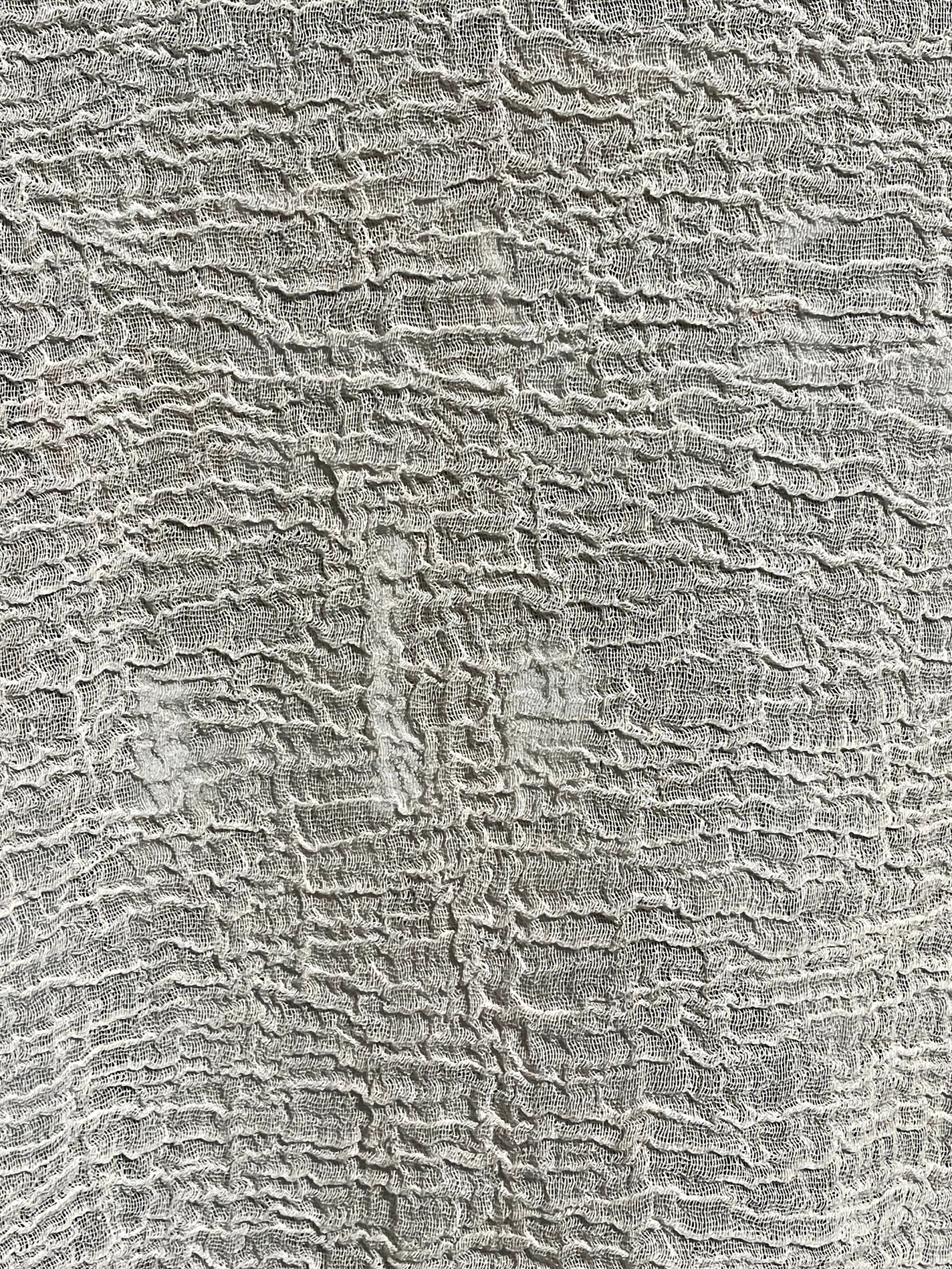 Stretchy Crinkle Cotton Fabric, Textured Surface, Black & Natural White & Butter Yellow