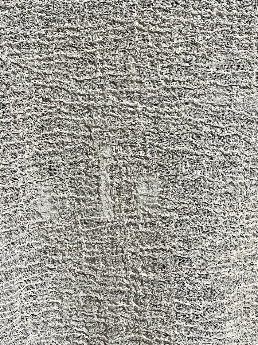 Stretchy Crinkle Cotton Fabric, Textured Surface, Black & Natural White & Butter Yellow