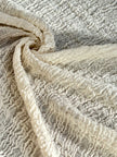 Stretchy Crinkle Cotton Fabric, Textured Surface, Black & Natural White & Butter Yellow