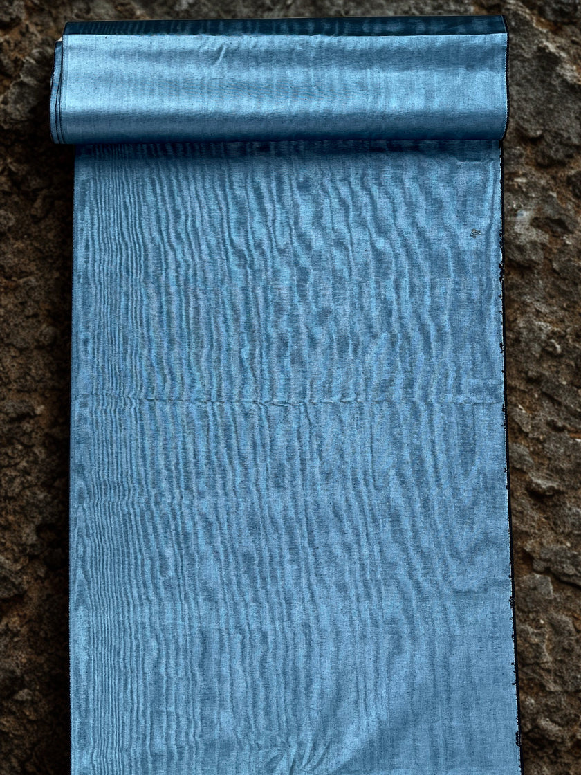 Blue Silk Home Textile Interior Fabrics Watermark Patterns.