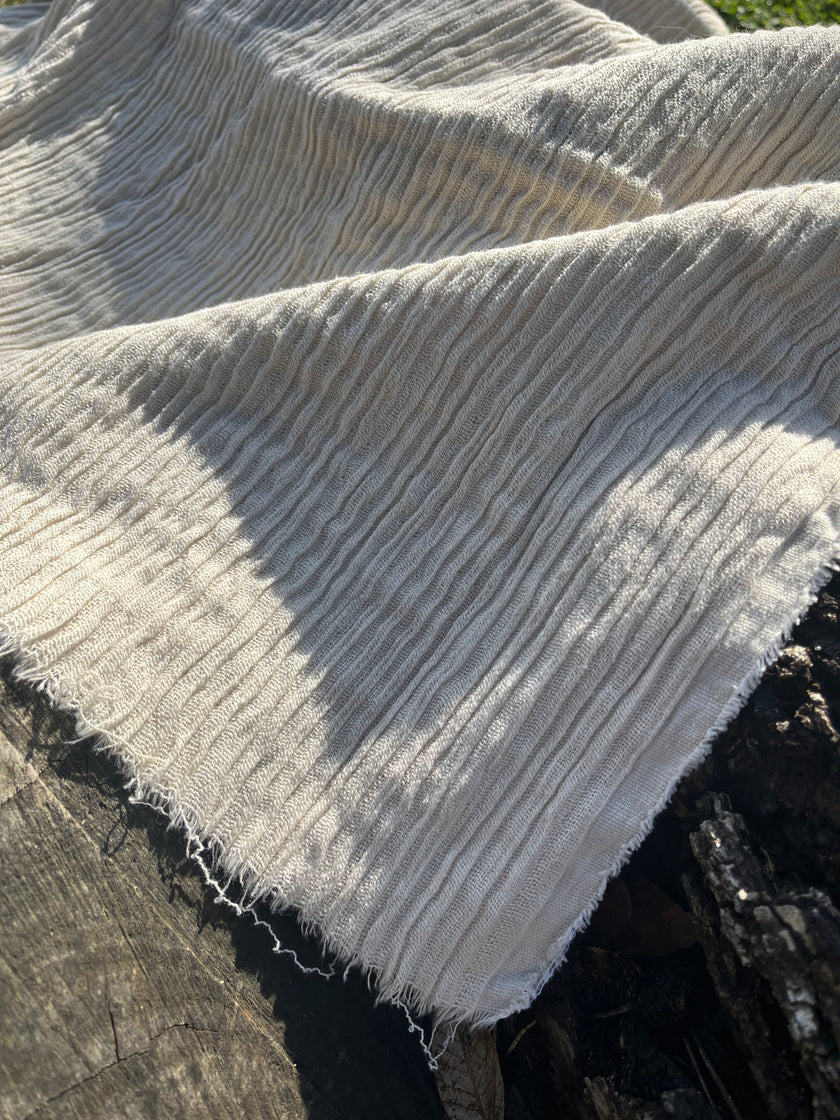 Thick Double-Face Ribbed Organic Cotton Fabric – Undyed Natural.