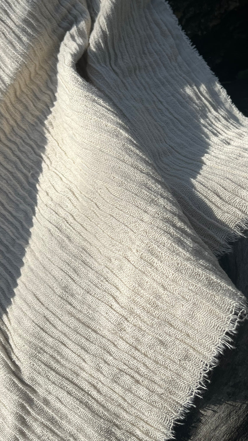 Thick Double-Face Ribbed Organic Cotton Fabric – Undyed Natural.