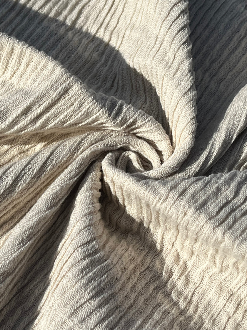 Thick Double-Face Ribbed Organic Cotton Fabric – Undyed Natural.