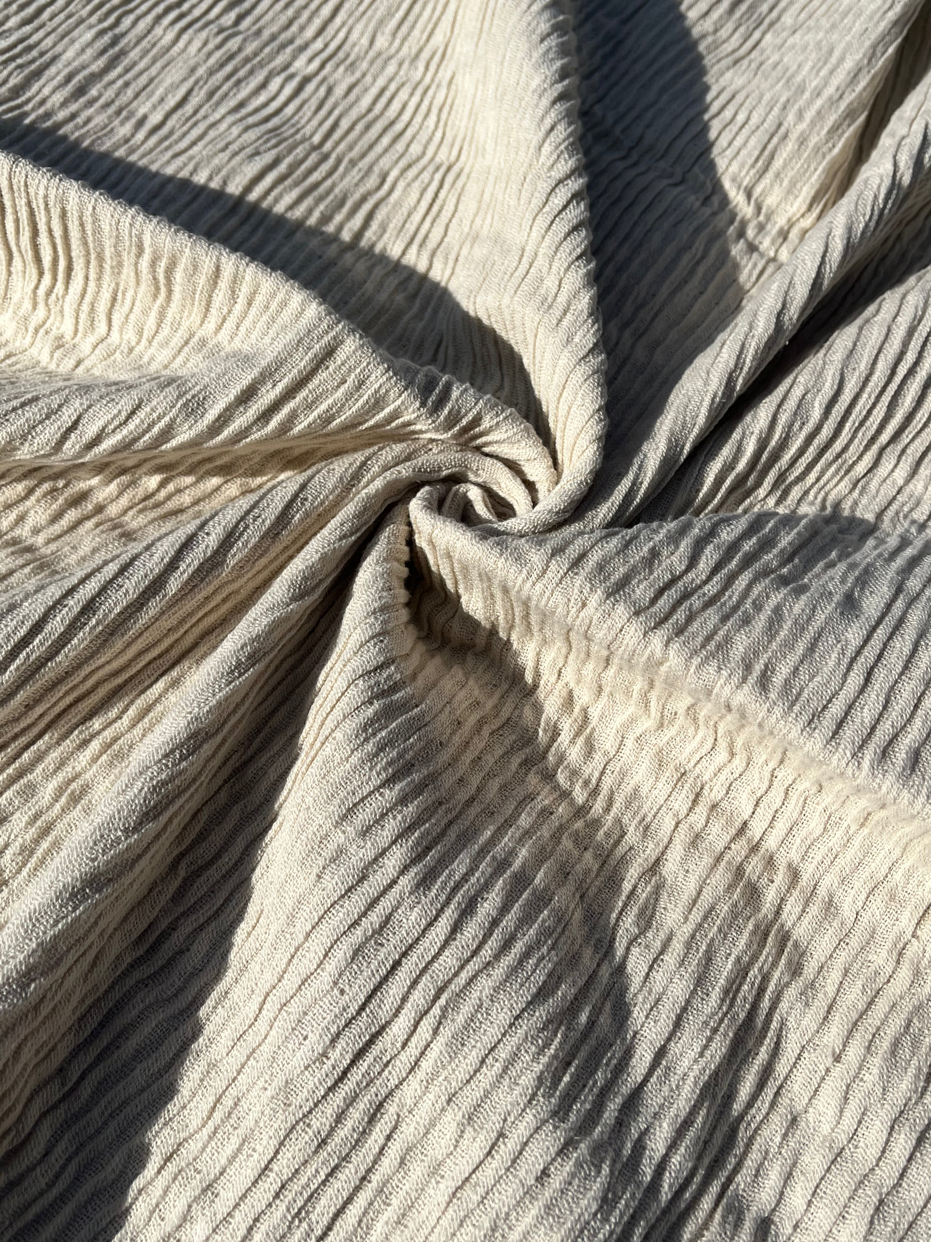 Thick Double-Face Ribbed Organic Cotton Fabric – Undyed Natural.