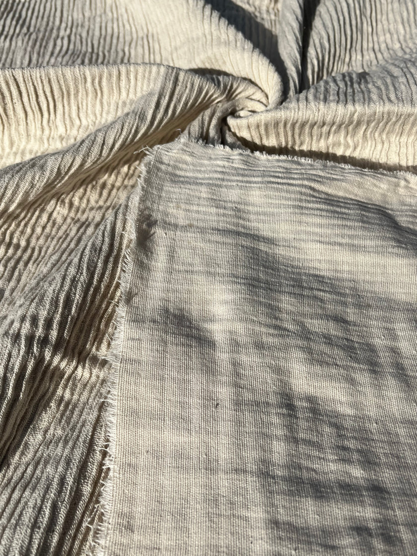 Thick Double-Face Ribbed Organic Cotton Fabric – Undyed Natural.