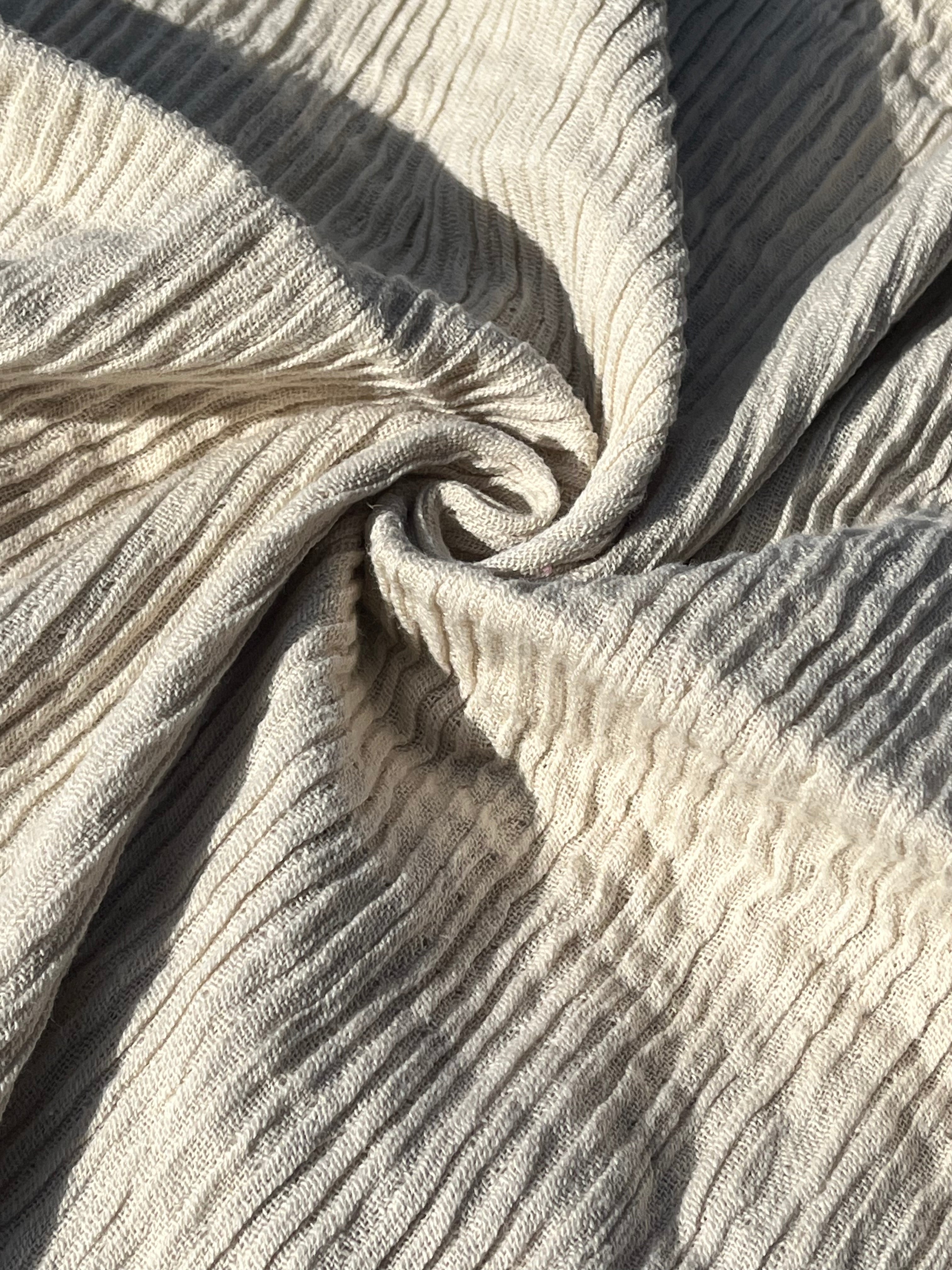 Thick Double-Face Ribbed Organic Cotton Fabric – Undyed Natural.