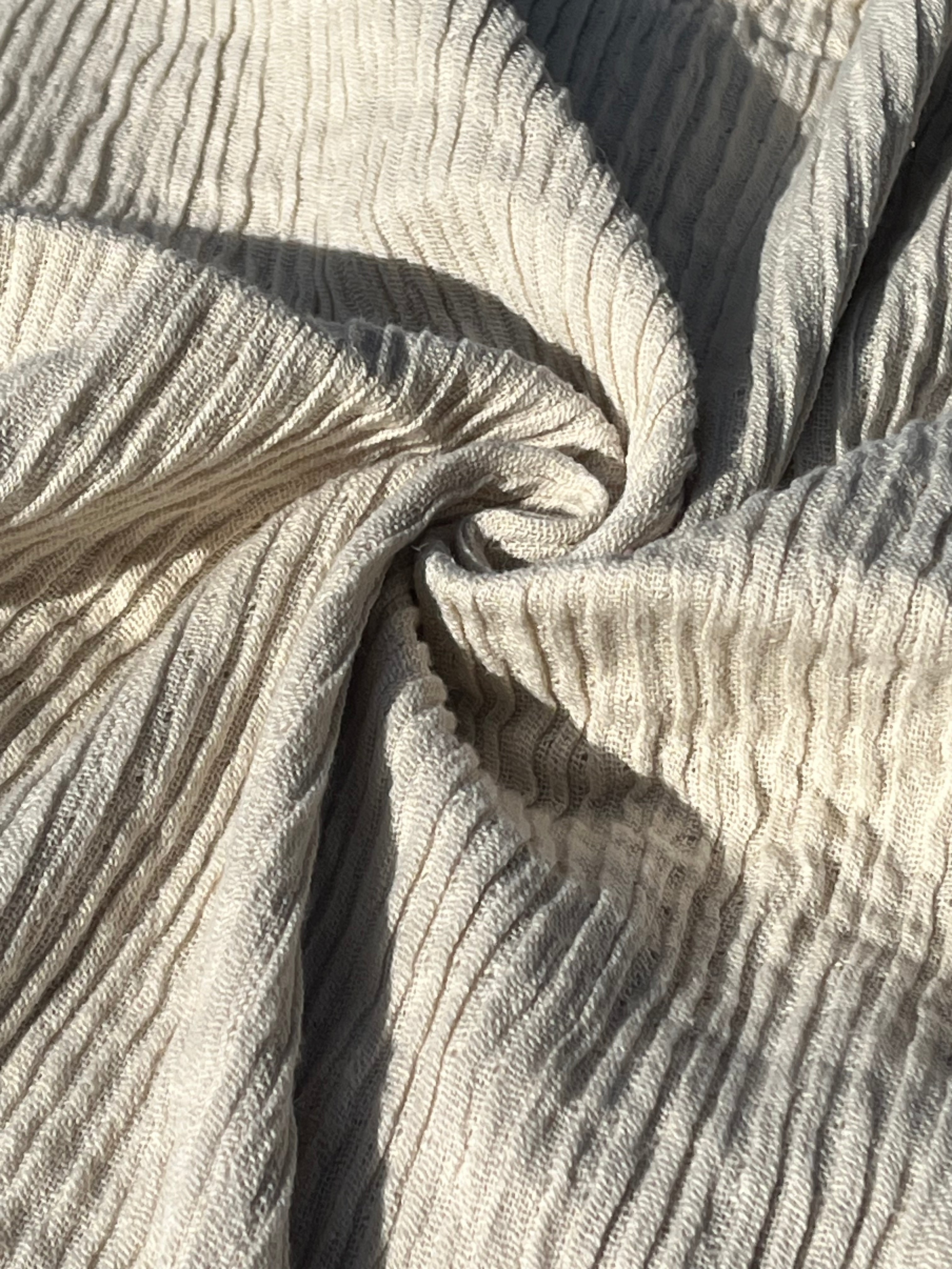 Thick Double-Face Ribbed Organic Cotton Fabric – Undyed Natural.