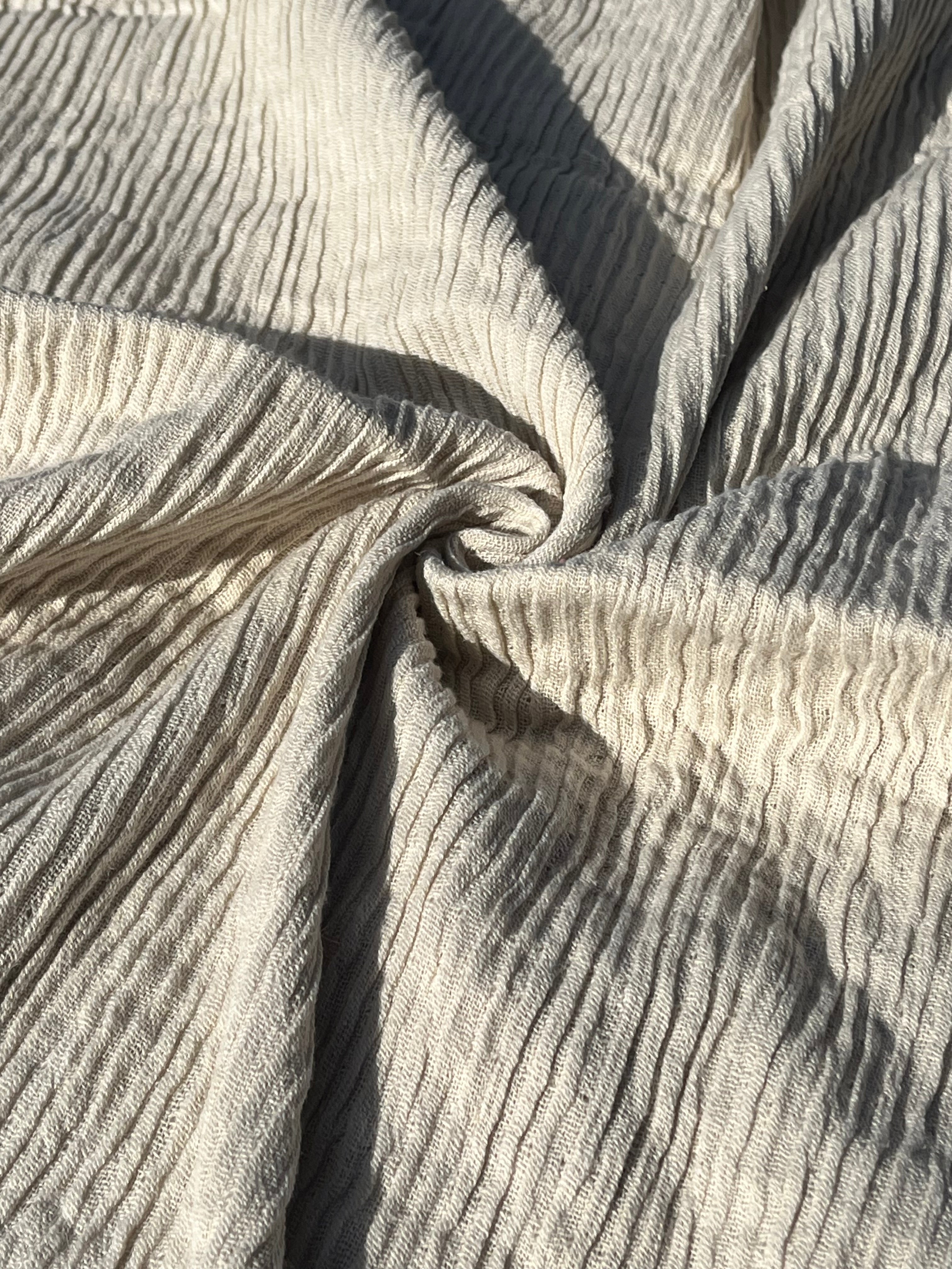Thick Double-Face Ribbed Organic Cotton Fabric – Undyed Natural.