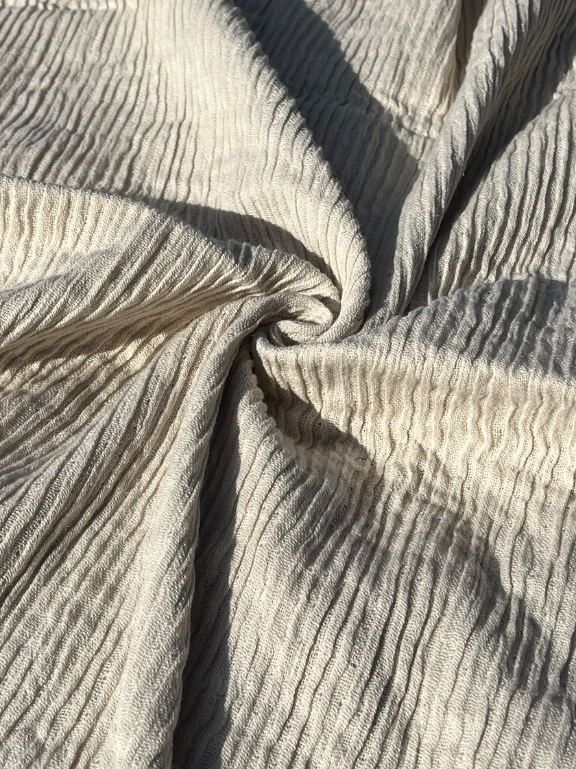 Thick Double-Face Ribbed Organic Cotton Fabric – Undyed Natural.