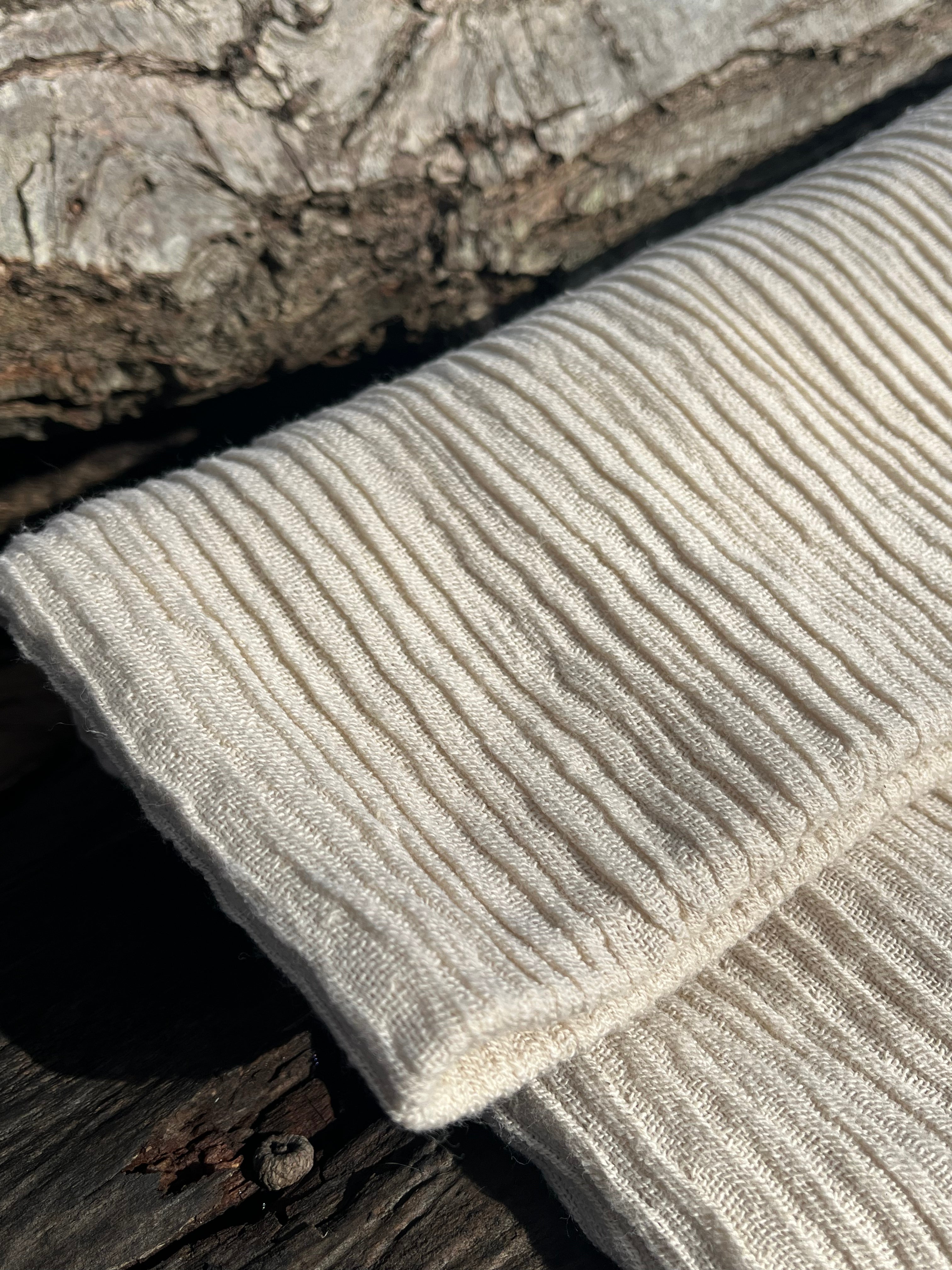 Thick Double-Face Ribbed Organic Cotton Fabric – Undyed Natural.