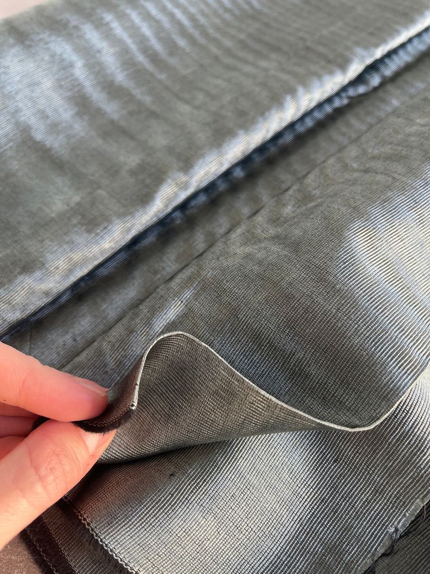 Sage Green Silk Fabric, Moire Silk Fabric, Silk By The Yard. Watermark Pattern.