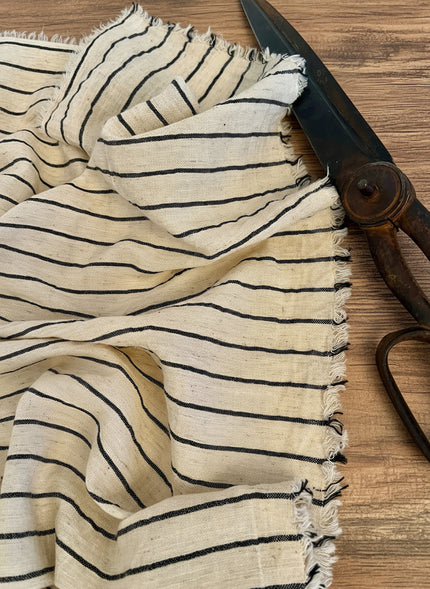 Black Striped Organic Cotton Fabric By The Meter.