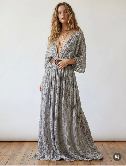 Bluish Gray Linen Fabric By The Yard Textured Handloom Semi-Sheer Natural Fabrics.