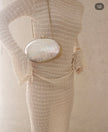 Neutral Textured Cotton Stretchy Crinkle Fabric.