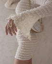 Neutral Textured Cotton Stretchy Crinkle Fabric.