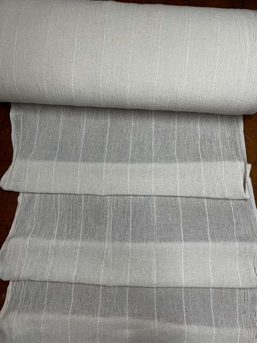 Cotton Open Weave Gauze, Sheer & Stretchy Black - White Stripes.