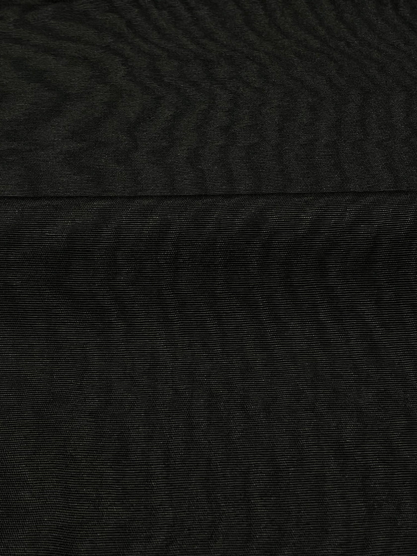 Black Silk Fabric, Moire Silk Fabric, Silk By The Yard. Watermark Pattern.