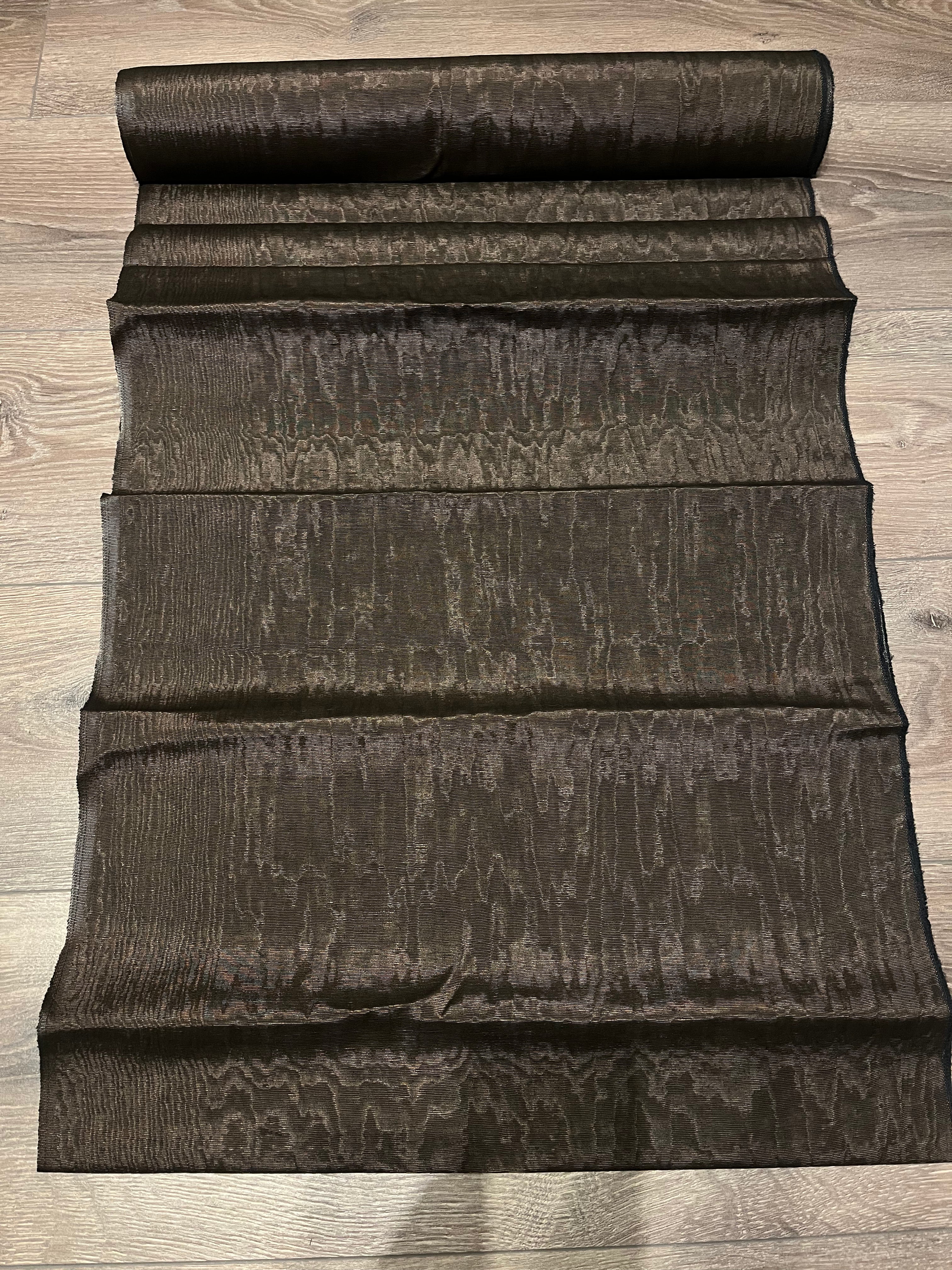 Chocolate Brown Silk Moire Home Textile Interior Fabrics, Watermark Patterns.